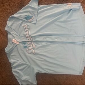 Disney Light Blue Girls' Baseball Jersey with Castle Applique